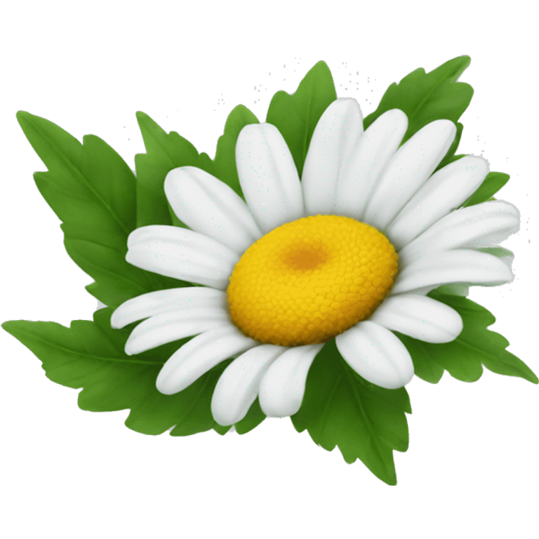 Single daisy flower with leaves emoji