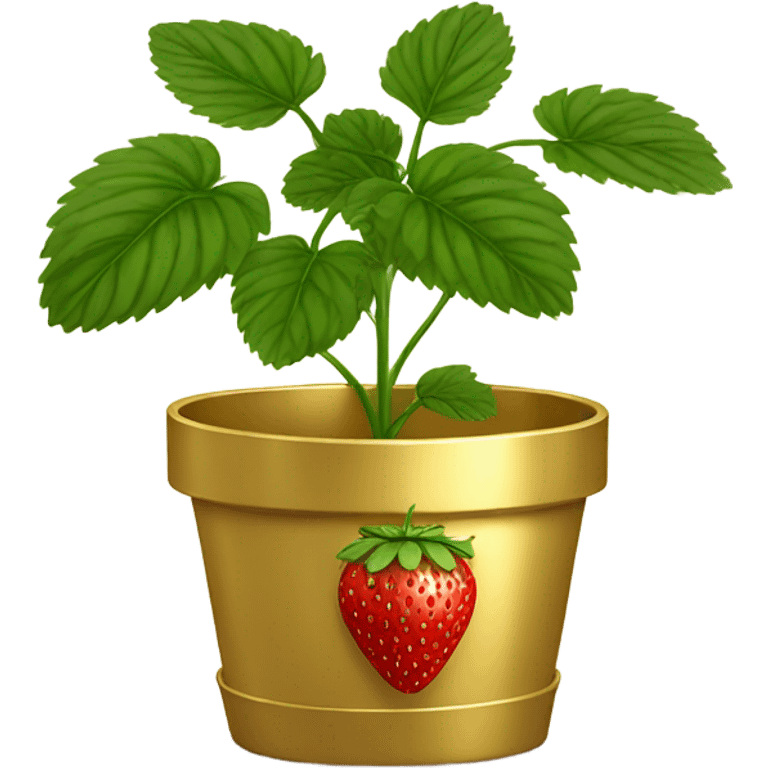 Strawberry plant in gold planter emoji