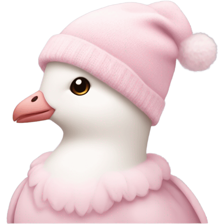 light pink beautiful magestic dove wearing light pink and winter hat  emoji