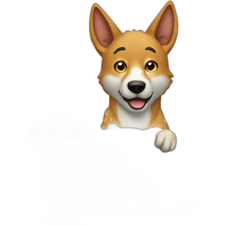 A dingo taking a bubble bath emoji