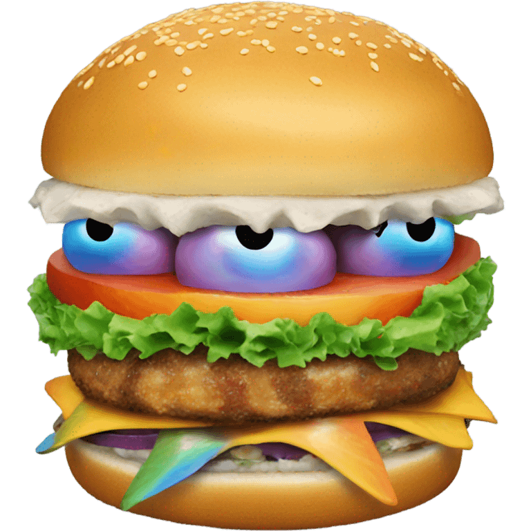 Trump eat rainbow fish burger emoji