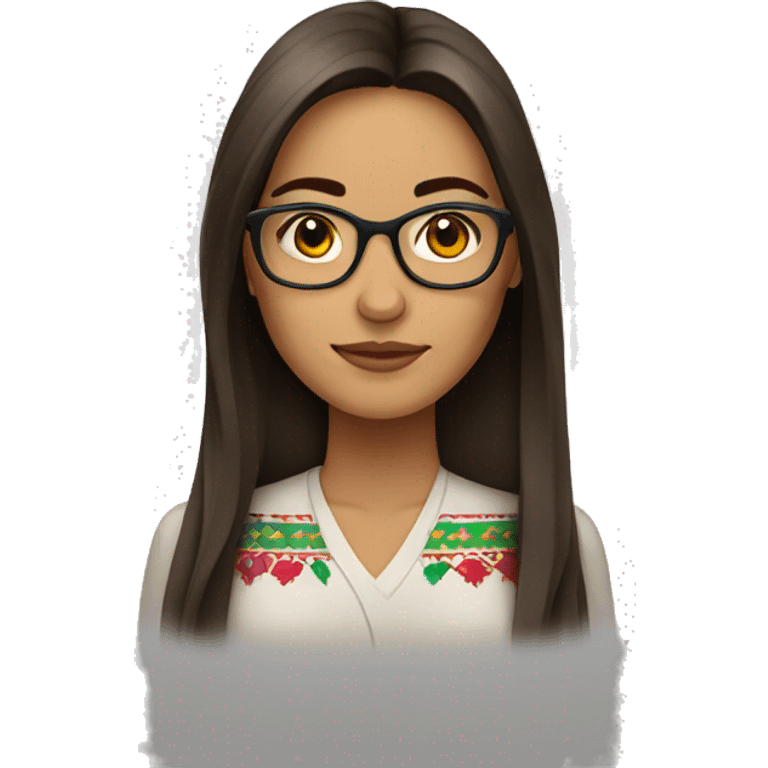 Mexican Woman with glasses and straight long brown hair  emoji