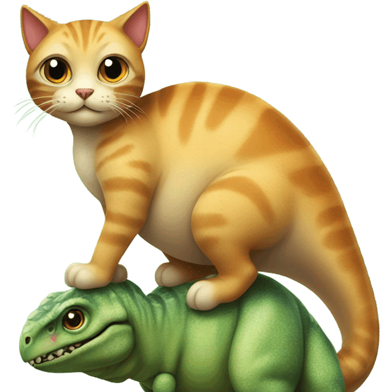 Cat riding a dinosaur emoji