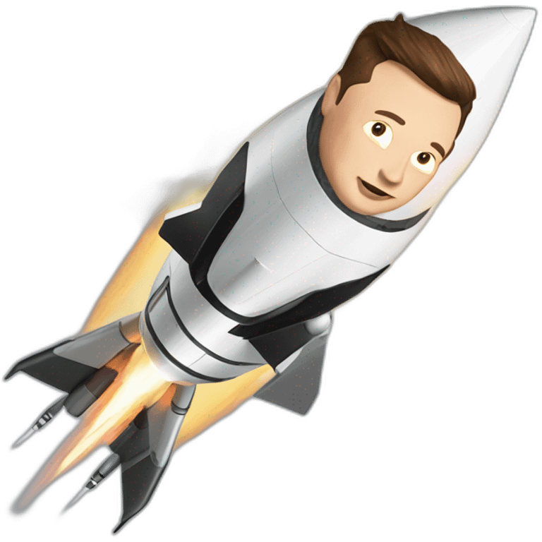 elon musk with a rocket going out of the bottom emoji