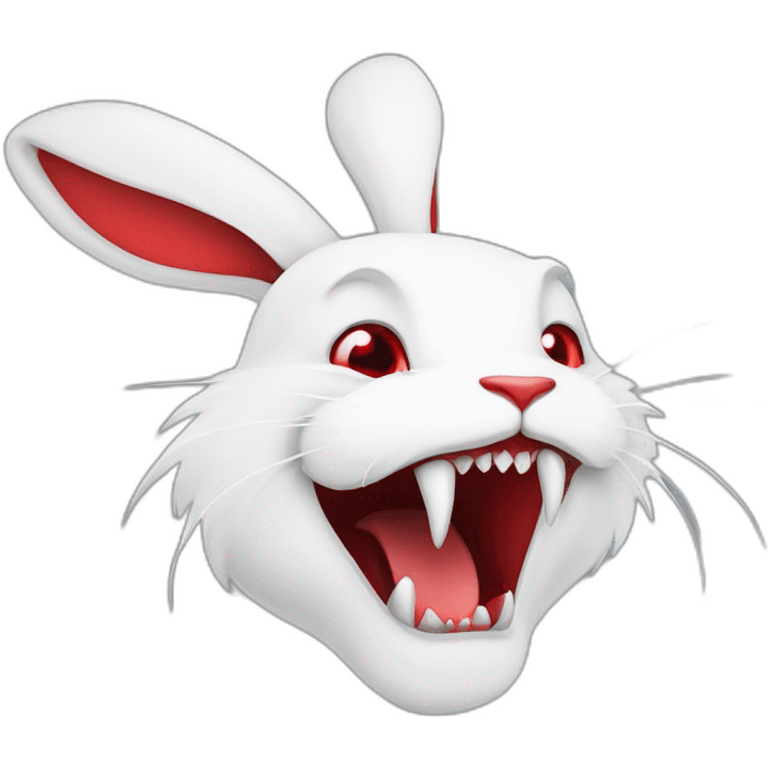 evil white rabbit with sharp fangs with red around mouth emoji