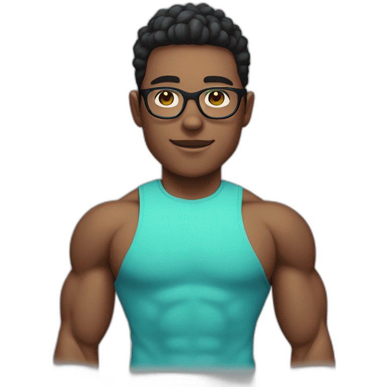 Gym boy with clear skin and spectacles without beard and moustache Having square shaped spectacles emoji