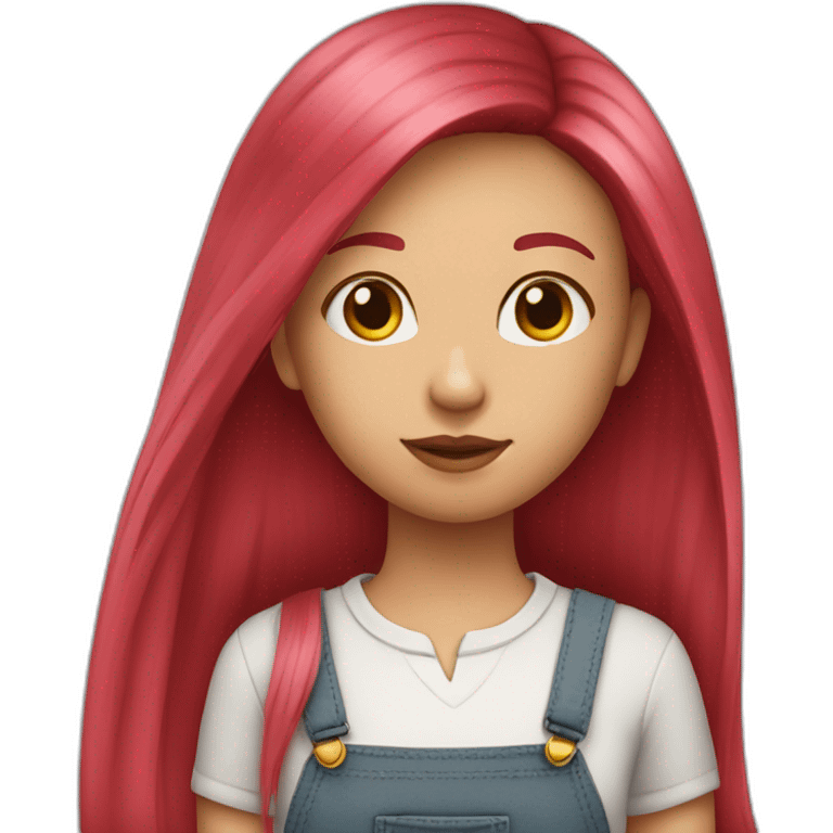 girl-long-straight-rosered-hair-holding-heart emoji