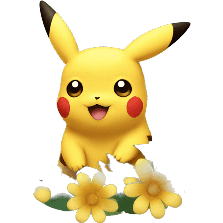 Pikachu with flowers emoji