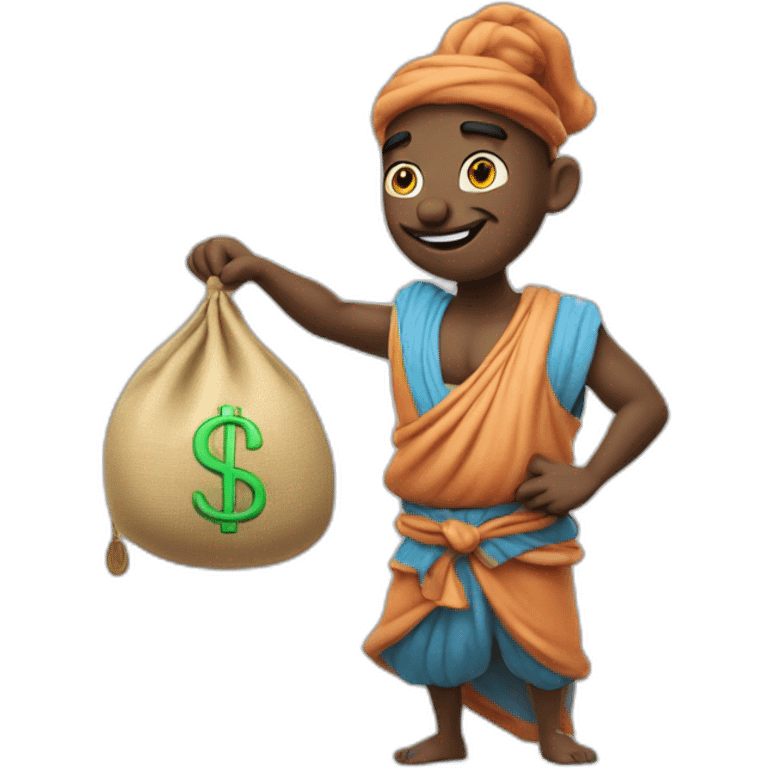 genie holding the big sack of money 4k emoji