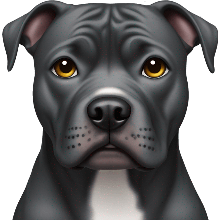 dark gray american staffie dog thug with concerned look on his face emoji