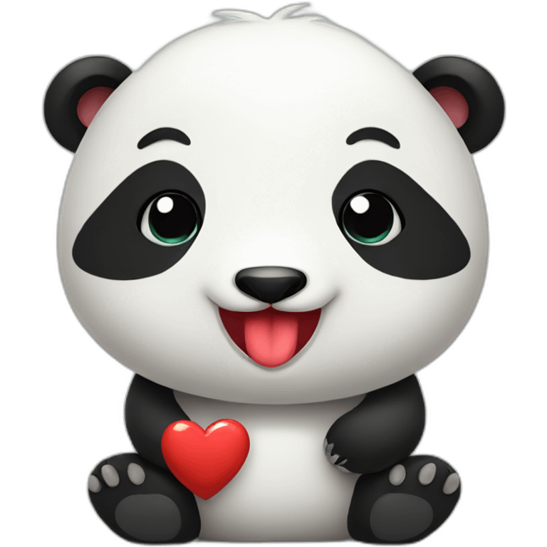 Cute panda with big heart emoji