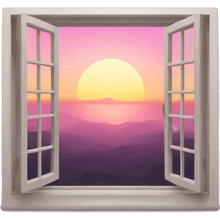 window with pink sunset view  emoji