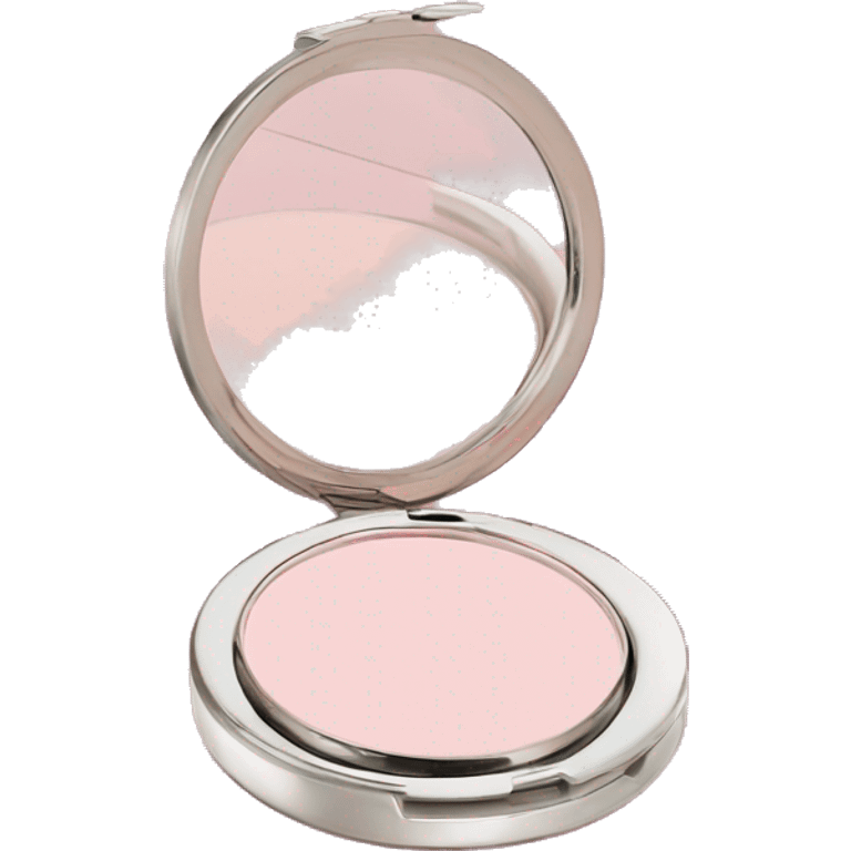 pastel pink powder compact with mirror emoji