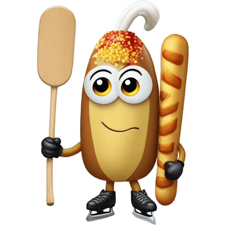 Corn dog playing hockey emoji