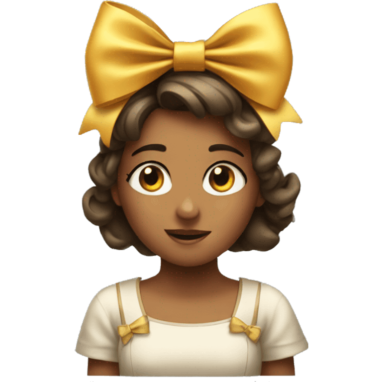 a girl in awe with a bow on her head emoji