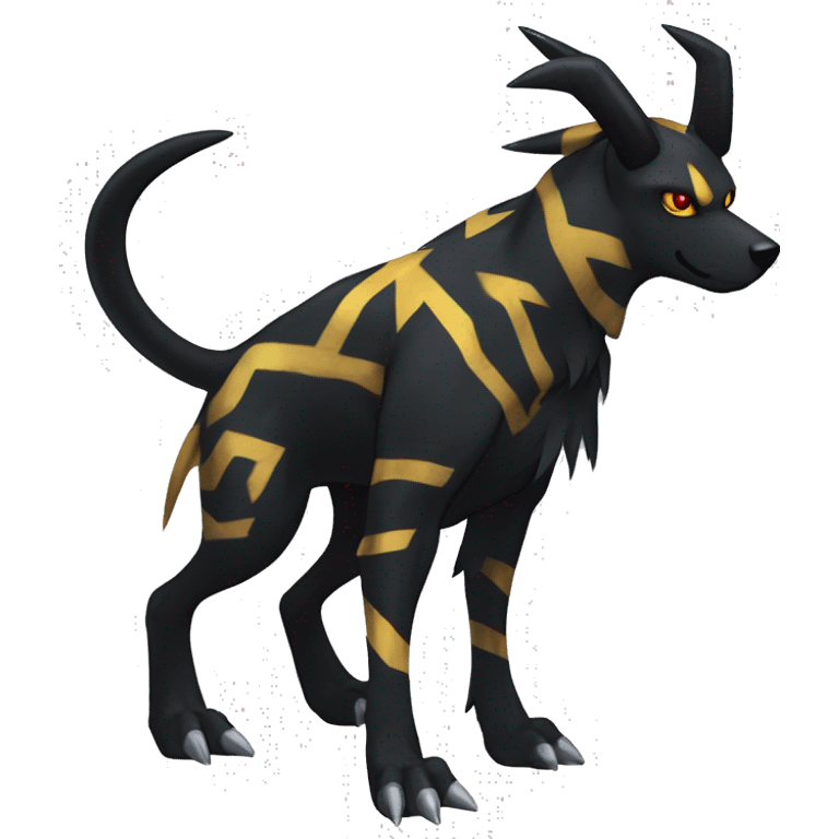 Cool Edgy Houndoom-Luxray Fakémon Digimon with Edgy markings, full body, outlined emoji