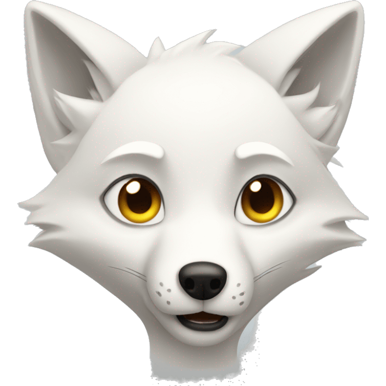 Flustered white fox emoji