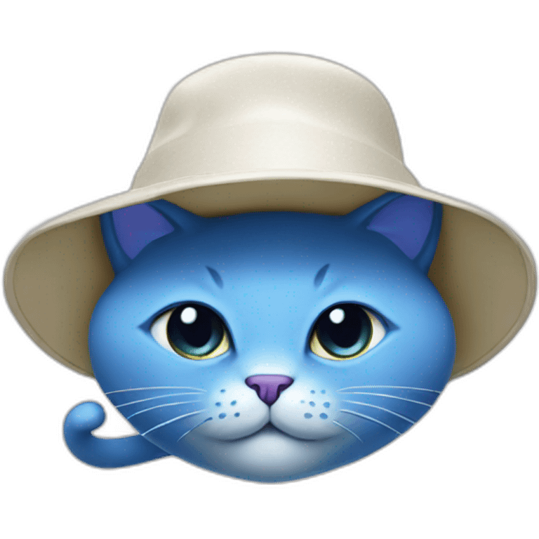 Blue Cat, White Mashroom Hat emoji