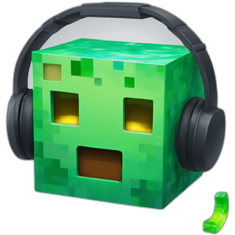 Minecraft Slime wearing a headset emoji