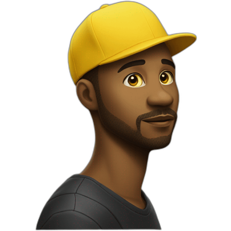 Black man with a yellow bob hat black pabther movie tattoo emoji