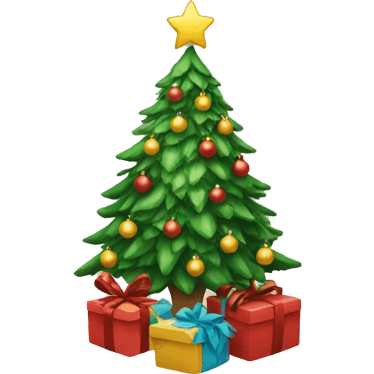 a christmas tree opening gifts  emoji