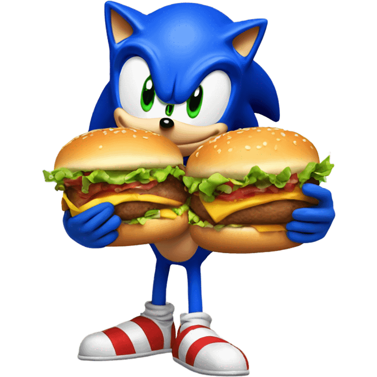 sonic the hedgehog holding one burger emoji