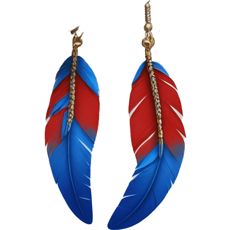 Blue and red feather earring emoji