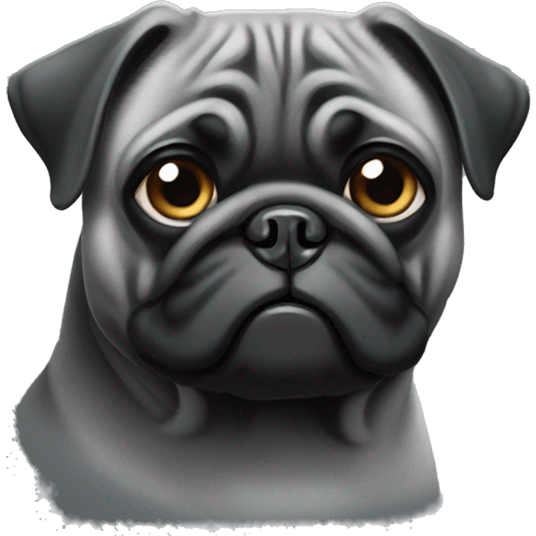 old black pug with grey face emoji