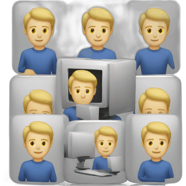 caucasian man with short blonde hair and square head working on a computer emoji