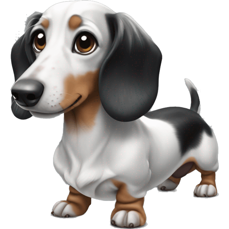 white and black dapple dachshund emoji