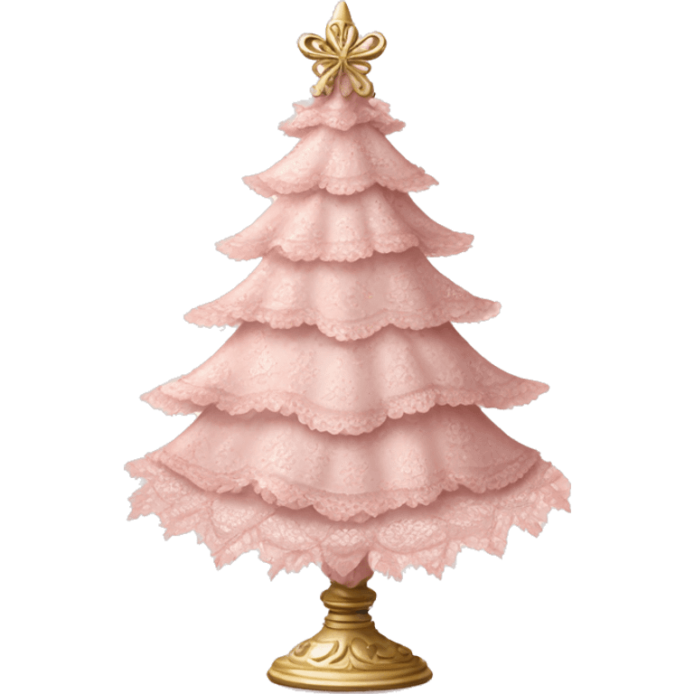 vintage rococo light pink christmas tree with lace and frills and bows emoji