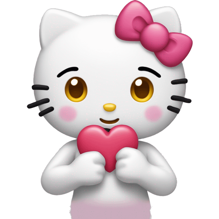 Hellokitty making a heart with her hands emoji