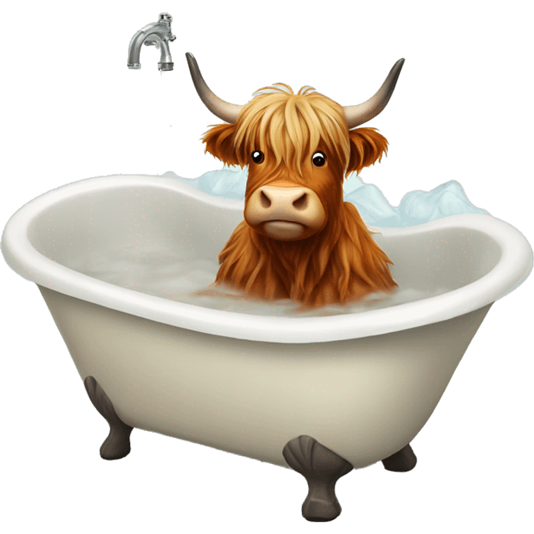 Highland cow in the bath emoji