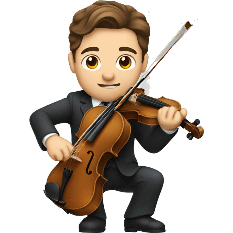 man with brown hair in a suit playing violin  emoji