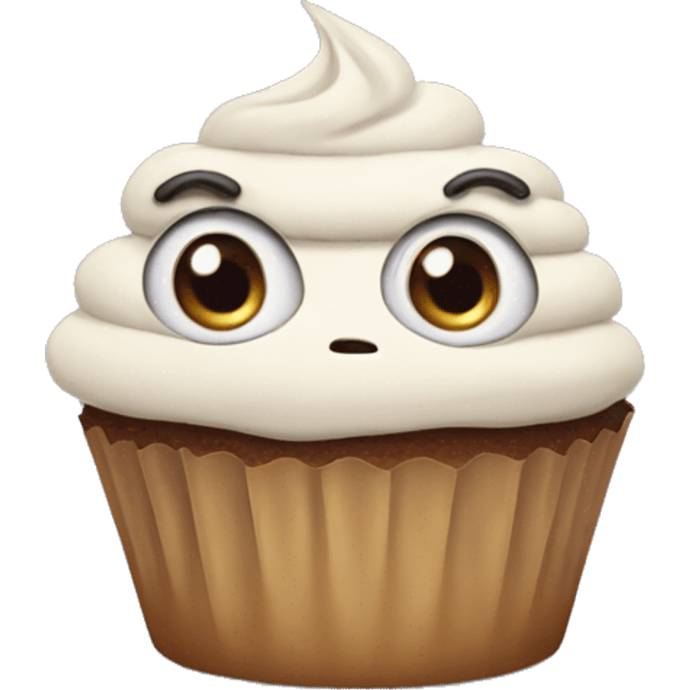 cupcake that’s visibly annoyed and big eyed emoji