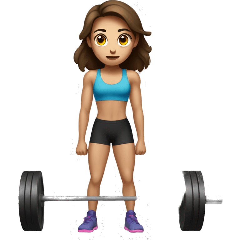 girl with brown hair and brown eyes doing Deadlift exercise emoji