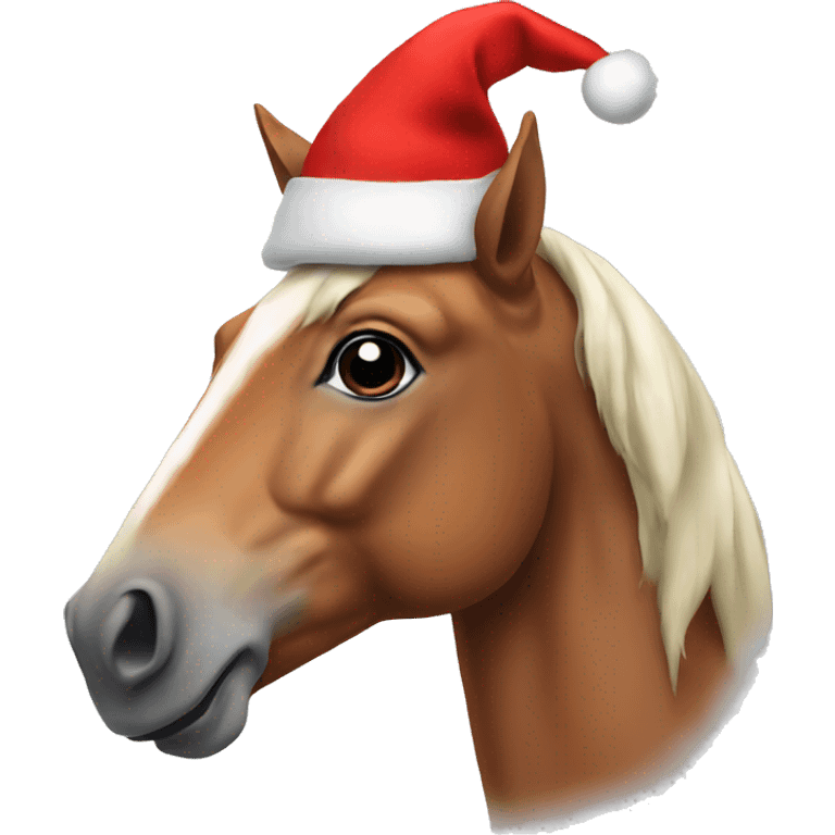 Horse wearing Christmas hat emoji