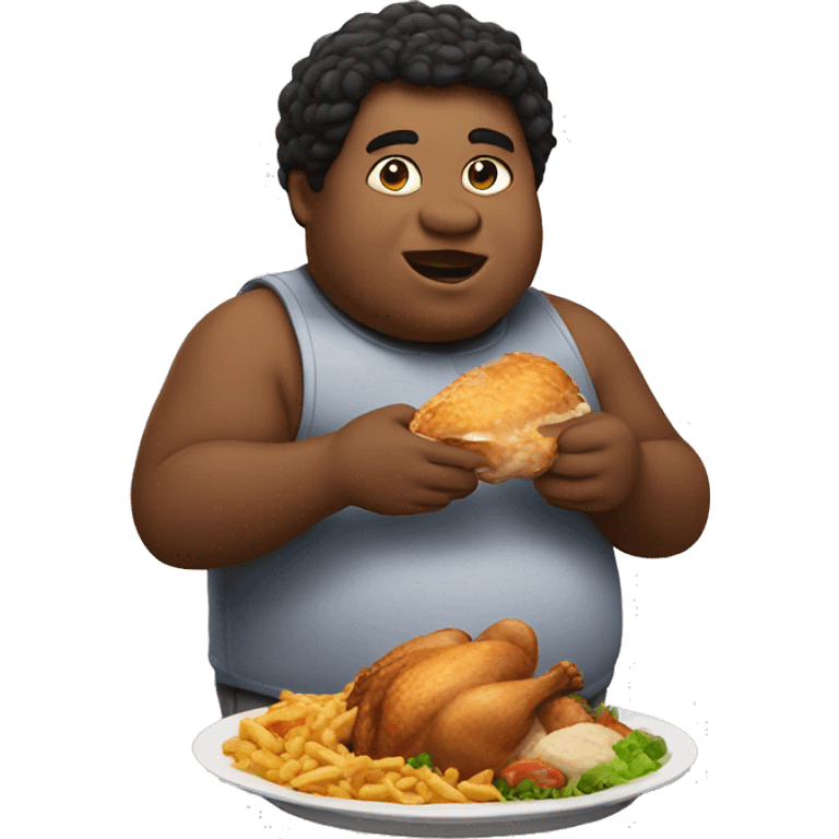 Big fat boy eating chicken emoji