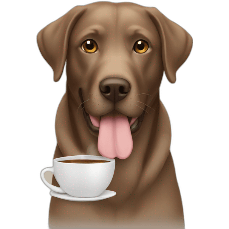 Labrador dog drinking coffee emoji