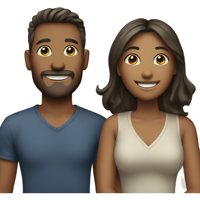 Woman and man outdoor smiles emoji