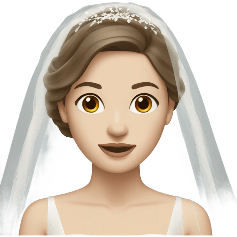 Bride in dress and long veil, pale skin and brown hair emoji