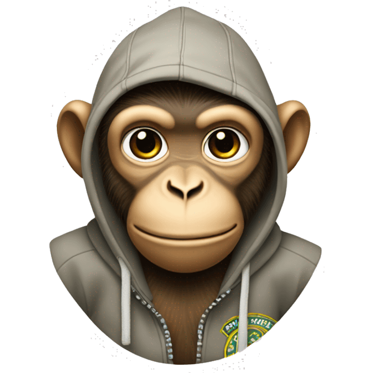 An athletic monkey in a stone island hoodie. emoji