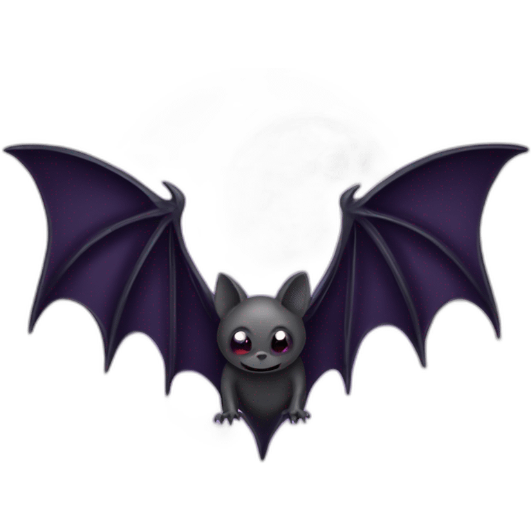 purple black vampire bat wings flying in front of large dripping grey crescent moon emoji