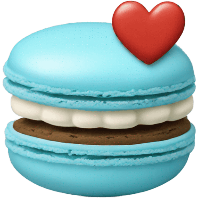 Light blue macaroon in shape of heart  emoji