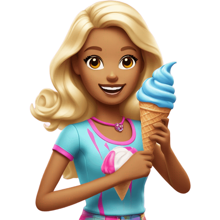 Barbie eating ice cream emoji