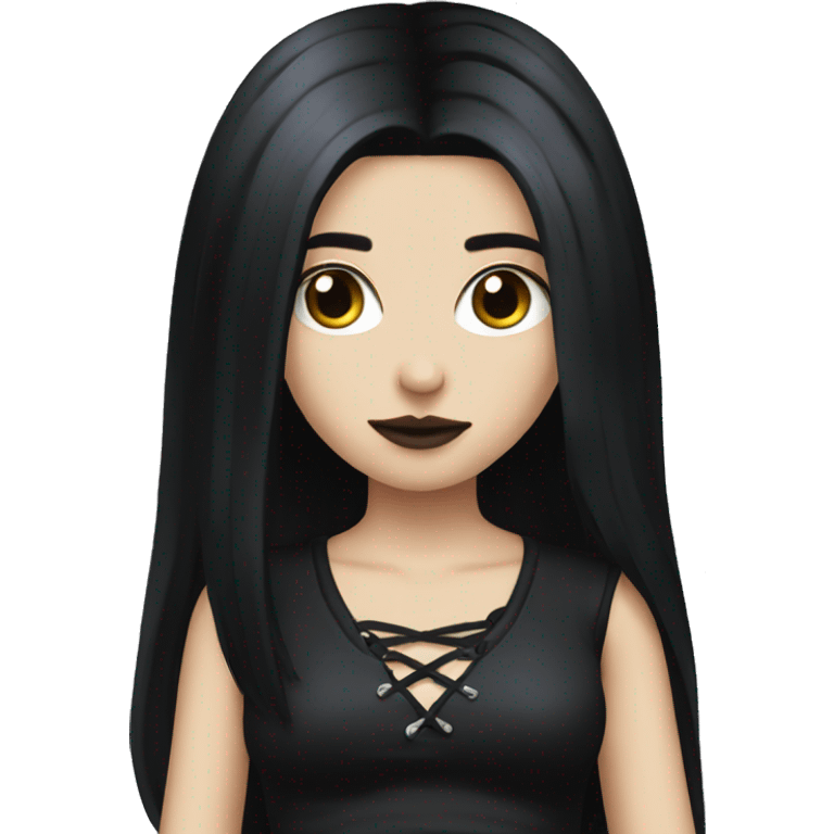 Goth girl emoji long black hair emoji