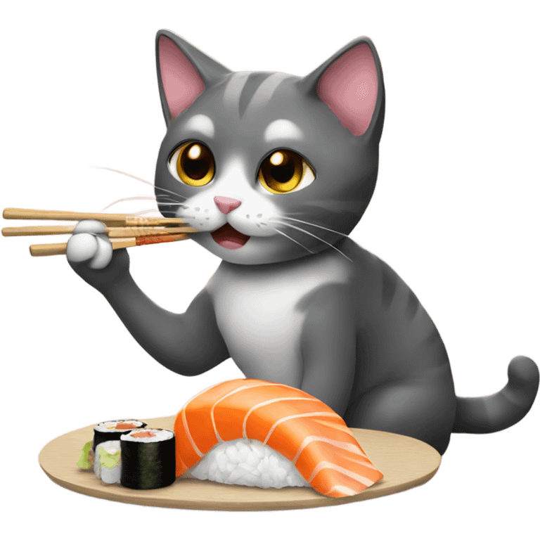 Cat eating sushi emoji