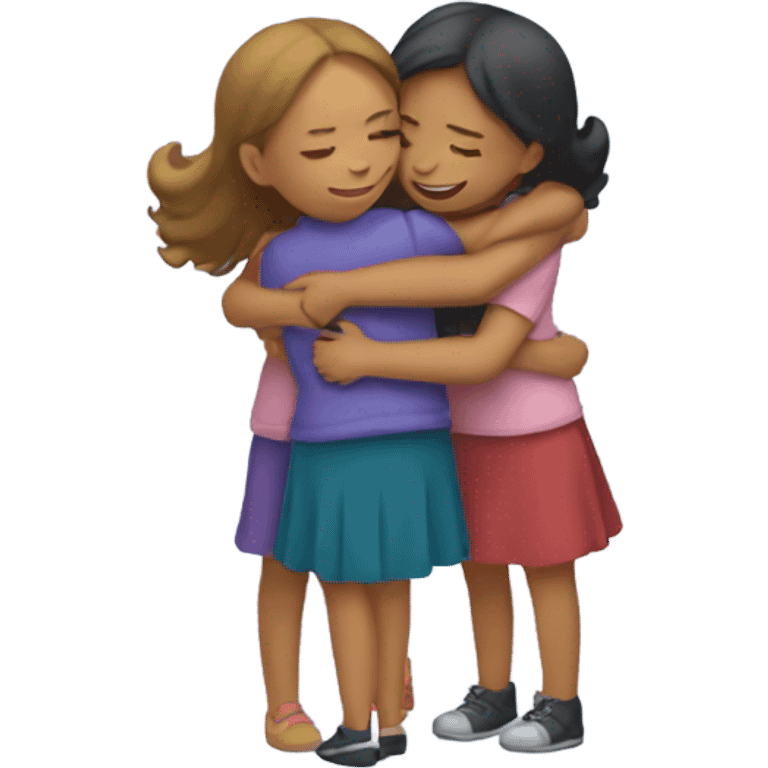 Three girl best friend hugging  emoji