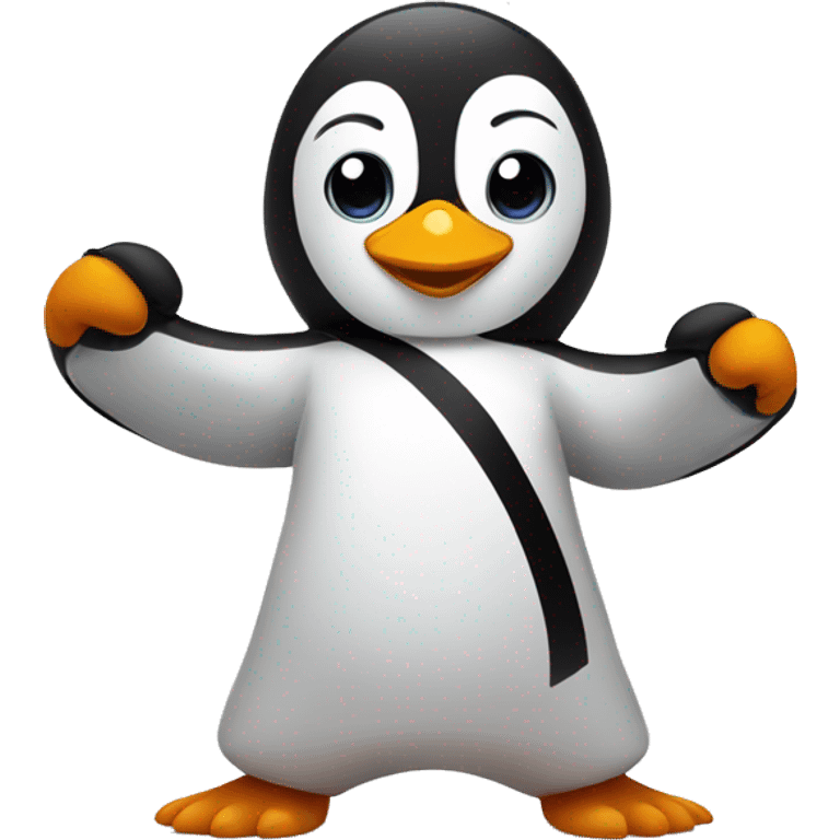 Penguin doing karate emoji