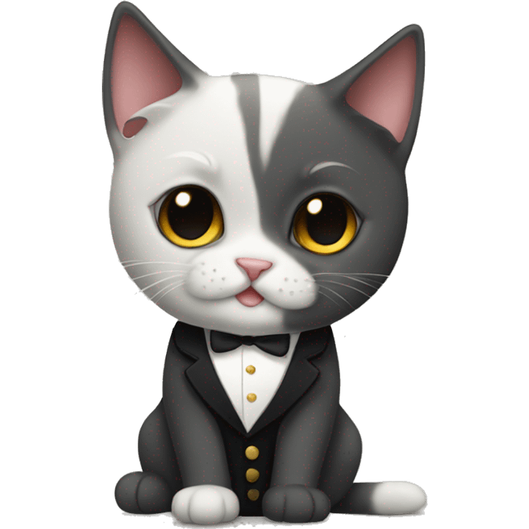 british short hair cat with tuxedo emoji